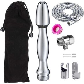 Shower Douche Enema Kit,7 Holes Deep Shower Douche Cleaning System with Hooks,Regulator and 59inch Hose