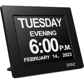 Dementia Clock for Seniors,7-inch Digital Day Clock with 20 Custom Alarms and Tags, Auto-Dimming Clock for Bedroom with Date and Day of Week for Elderly Vision Impaired, Memory Loss (Dark Black) in Saudi Arabia