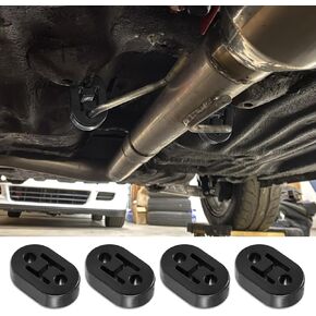 2PCS Rubber Exhaust Hanger, Exhaust Insulator Muffler Hanger, Muffler Exhaust System, 4 Hole Exhaust Hanger, Muffler Bracket Bushing Mount, High-Density Tailpipe Damping Hanger (Black)