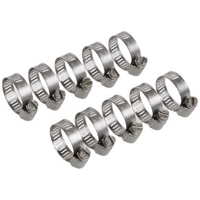 Precision Brand M8S Micro Seal, Miniature All Stainless Worm Gear Hose Clamp, 7/16" - 1" (Pack of 10)