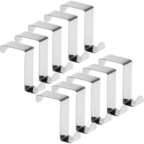 Set of 10 Door Hooks, Z-Hooks, Reversible Sturdy Metal Door Hooks for Hanging Clothes, School Bags, Chopping Boards, Bags and Hats for 2cm and 4cm Thick Doors