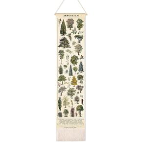 Feifeiya Vintage Plants Vertical Tapestry Wall Hanging Long Narrow Wall Art Fabric Leaves Trees Earthy Wall Art Hanging Reference Illustrative Botanical Tassel Tapestry for Home Decor Plant Lovers