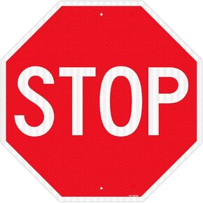 T&R Large Stop Sign Street Road Sign 24 x 24 Inches. Engineer Grade Reflective Sheeting, Rust Free Aluminum, Weather Resistant, Waterproof, Fade Resistant, 2 Pre-drilled Holes