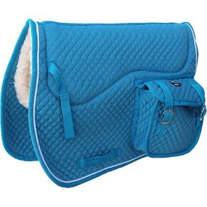 CHALLENGER Horse 23"x18" English Quilted Fur Padded All-Purpose Saddle Pad Turquoise 7260TR