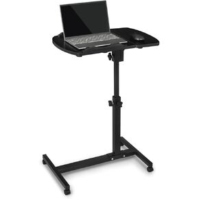 Magshion Height Adjustable Mobile Laptop Stand Desk Rolling Cart Portable Overbed Black Table for Home Office School