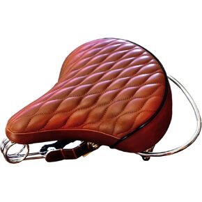 SD Saddle - Brown, Classic Style Seat with Chrome Rail Handle bar for Beach Cruiser Bikes, Twin-Spring suspenion, Made in Taiwan.