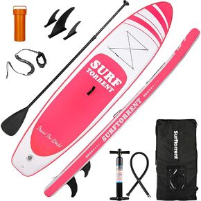 Inflatable Stand Up Paddle Board Wave Board with SUP Accessories,Inflatable SUP Board for Beginner,Youth Paddle Board,Pink or Black Paddle Board for Adult
