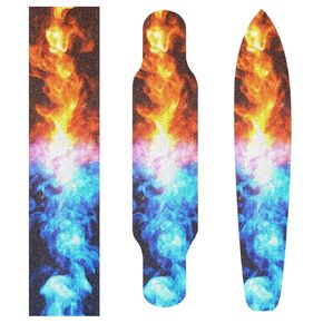 Kigai Fire & Ice Skateboard Grip Tape Sheet,Non Slip Waterproof Sandpaper Scooter Grip Tape Longboard Griptape 33.1x9.1inch