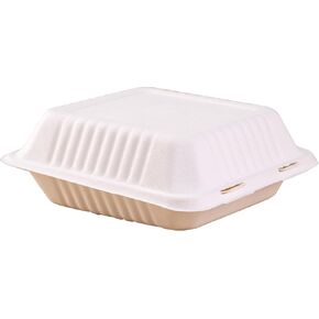 25 Pack Eco-Friendly and Disposable Clamshell Take Out Food Containers - 9x9 Inches, Deli Containers with Lids, Reusable Meal Prep & Bento Box, Food Storage To-Go, White, GBX028