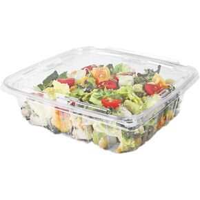 48 oz RPET Clear Hinged Lid Tamper Evident Container – 134 Pcs for Bakery, Dessert, Snacks, Salad