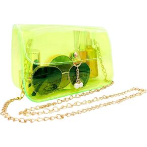 DIVIVID Clear Purses for Women Stadium, Clear Bag Stadium Approved with Removable Chain Strap, PVC Clear Crossbody Bag for Concert Sports Festivals(Green)