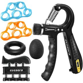 6 Pack Grip Strength Trainer Set Adjustable Hand Gripper with Counter,(XL) Finger Strengthener,Grip Trainer & Hand Grip Strengthener for Muscle Building,Injury Recovery,Improve Grip Gtrength