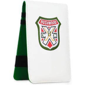 Golf Logo Shield White Leather Golf Scorecard & Yardage Book Holder Cover Also can Customize Your Name Version