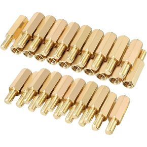 uxcell 35pcs M3 12+6mm Female Male Thread Brass Hex Standoff Spacer Screws PCB Pillar