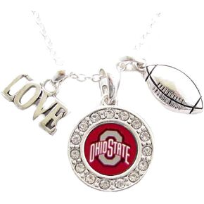 ولاية أوهايو بوكس ​​سحر متعدد الحب كرة القدم الأحمر الفضة قلادة مجوهرات جامعة ولاية أوهايو in Kuwait