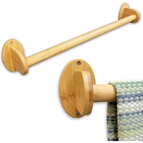 Bamboo Wooden Towel Rack Bar | Wall Mount Yoga Mat Drying Holder Storage | Bathroom Kitchen Studio Spa Shower Gym Pool Equipment | Exercise Fitness Bikram Pilates | Hanging Organizer