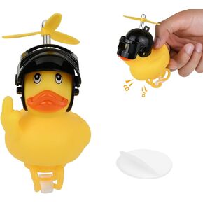 DS. DISTINCTIVE STYLE Middle Finger Rubber Duck Yellow Rubber Duck with Propeller Helmet 2.75 Inch Funny Car Ornaments Duck for Car Dashboard Decoration, Bike Bell，Computer Monitor Decor (Black)