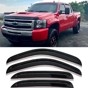 4-pcs Sun Rain Snow Vent Guard Shade Window Visors for 2007-2013 Chevy/GMC Crew Cab Pickup SUV Wind Deflectors 94515