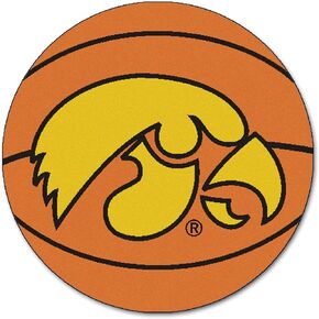 FANMATS 3891 Iowa Hawkeyes Basketball Shaped Rug - 27in. Diameter, Basketball Design, Sports Fan Accent Rug