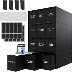 Trading Cardboard Card Storage Box with Label - 7200+ Count & 36 Card Dividers & Card Stoppers, Collectors, sport card storage boxes Organizer Box for MTG Baseball Card Collection - For Regular Cards
