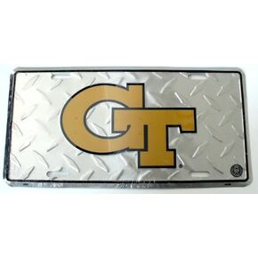 NCAA Georgia Tech Yellow Jackets Diamond Cut 6" x 12" Embossed Aluminum License Plate