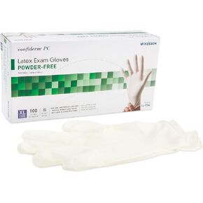 McKesson Confiderm PC Latex Exam Gloves - Powder-Free, Ambidextrous, Textured, Non-Sterile - Ivory, Size XL, 100 Count, 1 Box