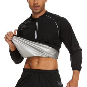 NINGMI Sauna Suit for Men Sauna Jacket Zipper Long Sleeves Sweat Sauna Suits Top Boxing Fitness Workout