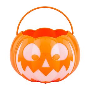 Mud Pie Jack-o'-Lantern Light Up Pumpkin Trick or Treat Bucket, 6.7" x 6.7"