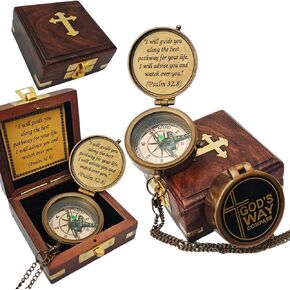 Gods Way Compass, Religious Gifts for Men, Baptism Gifts for Teenage Boys, Sentimental, Birthday, Communion, Confirmation, Graduation Gifts, Inspirational Gifts for Him/Her
