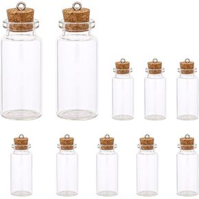 Mozeat Lens Small Glass Bottles, 10 PCS Mini Jars with Cork Lids Message Bottle Terrarium Jar Tiny Wishing Bottles miniature Sand Art Bottles Sample Bottles for DIY Crafts Decoration Weddings