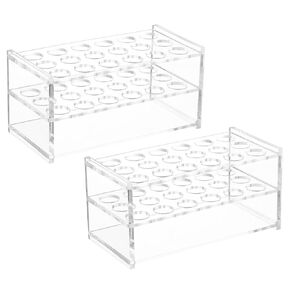 PATIKIL 18 Holes Tube Rack, 2Pcs 16mm Round Hole Acrylic Tube Holder Stand Suitable for Less Than 16mm Dia Tube for Laboratory Scientific Experiments, Clear
