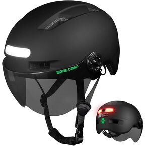 BASE CAMP Adult Bike Helmet with Front and Back Light&Visor-NTA 8776 Urban Smart Bike Helmet for Class 3 E-Bikes,Commuter, Scooters, Onewheel