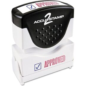 ACCU-STAMP2 Message Stamp with Shutter, 2-Color, APPROVED, 1-5/8" x 1/2" Impression, Pre-Ink, Red and Blue Ink (035525)