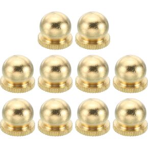 PATIKIL M4x0.7 Thread Brass Cap Nuts Knob, 10 Pack Lamp Finial Decoration Screw Caps Nut Handle Knob Decoration for Lighting Furniture Cabinet, 11mm