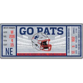 FANMATS 23128 NFL - New England Patriots Ticket Design Runner Rug - 30in. x 72in. | Sports Fan Area Rug, Home Decor Rug and Tailgating Mat