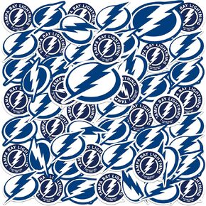 NHL Logo Tampa Bay Lightning 50ct Vinyl Large Deluxe Stickers Variety Pack - Laptop, Water Bottle, Scrapbooking, Tablet, Skateboard, Indoor/Outdoor