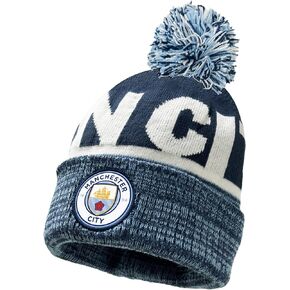 Manchester City Beanie Knitted Ski Hat, Licensed Man. City Winter Hat. Blue