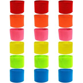 18 Pieces Multiple Colour Football Soccer Captain's Armbands,Elastic Adjustable Armbands Funeral Mourning Band Anti-Drop Armbands for Multipurpose Use,DIY,Sport Team Badges