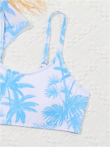 Milumia Girl's 4 Piece Swimsuit Tropical Spaghetti Strap Bikini Sets with Coverups in Saudi Arabia