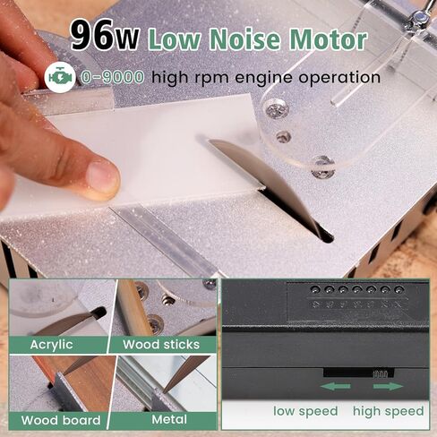 Huanyu Mini Table Saw 96W 9000RPM Hobby Electric Saw 7-Level Speed Adjustable 0-90 Angle 15MM Cutting Depth with Blade Model DIY Crafts Cutting Tool for Precision Cut Metal Wood Plastic Acrylic in Kuwait