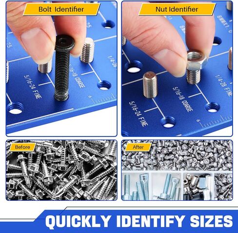 مدقق خيط صامولة ومسمار DASBET 28 مدقق خيط، حجم الخيط مدقق حجم الترباس ومقياس الخيط مع 14 معيار و 14 مقياس متري ومعرف الجوز مع مسطرة بوصة وسنتيمتر، أزرق in Kuwait