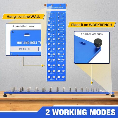 مدقق خيط صامولة ومسمار DASBET 28 مدقق خيط، حجم الخيط مدقق حجم الترباس ومقياس الخيط مع 14 معيار و 14 مقياس متري ومعرف الجوز مع مسطرة بوصة وسنتيمتر، أزرق in Kuwait
