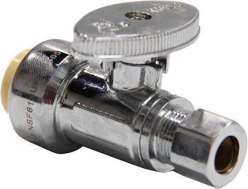 (عبوة من 2) صمام إيقاف مستقيم من EFIELD مقاس 1/4 دورة لإيقاف المياه، 1/2 ضغط × 3/8 بوصة ضغط كروم مع مشبك فصل in Saudi Arabia