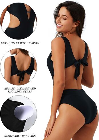 بدلة سباحة قطعة واحدة للنساء للتحكم في البطن ورقبة على شكل حرف V مثيرة، بدلة استحمام مكشكشة عالية الخصر للنساء بفتحة خلفية متقاطعة in Kuwait