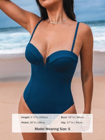 CUPSHE Women's One Piece Swimsuit Bathing Suit Tummy Control Sweetheart Neck V Wire Underwire Molded Cups Back Cutout in Saudi Arabia