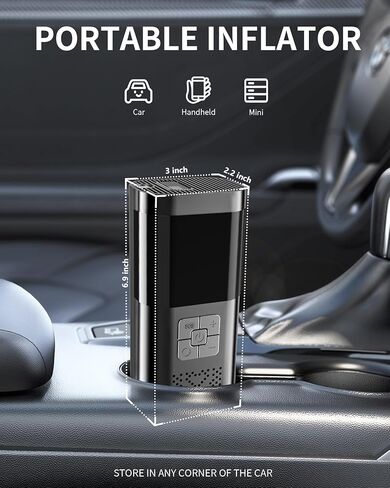 منفاخ إطارات تيمولا، ضاغط هواء محمول، مضخة هواء لإطارات السيارات 150 رطل لكل بوصة ضاغط هواء لاسلكي محمول مع مقياس الضغط، مضخة إطارات 12 فولت تيار مستمر للسيارة والدراجات النارية وإكسسوارات السيارات in Kuwait