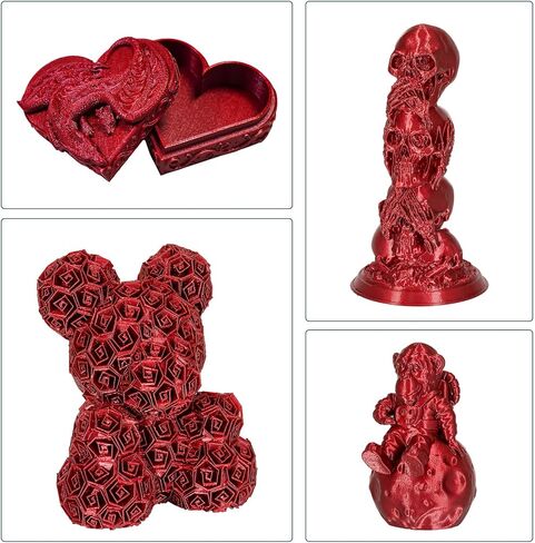 PETG Filament Red, 1.75 mm Filament for 3D Printer with Metallic Gloss, Dimensional Accuracy +/- 0.03 mm, 1kg(2.2lbs) Spool PETG Filament, Red in Saudi Arabia