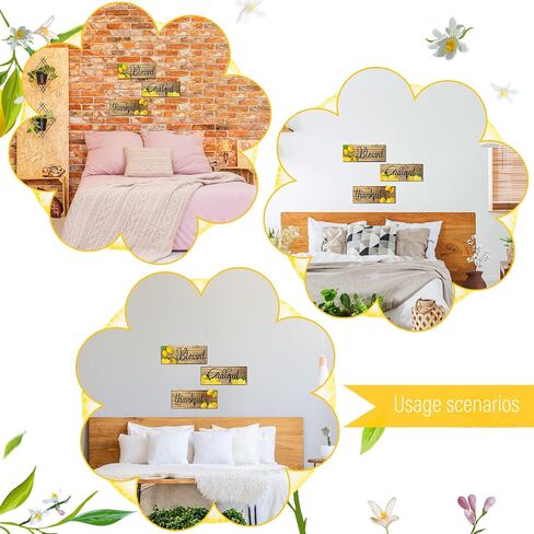Amyhill 3 Pieces Lemon Wall Decor Grateful Thankful Blessed Wall Art Signs Lemon Decorations for Home Wall Signs for Front Door Farmhouse Wooden Signs for Wall Kitchen (Classic Colors) in Saudi Arabia