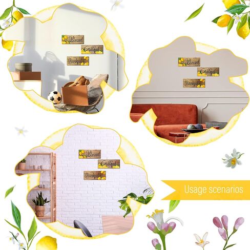 Amyhill 3 Pieces Lemon Wall Decor Grateful Thankful Blessed Wall Art Signs Lemon Decorations for Home Wall Signs for Front Door Farmhouse Wooden Signs for Wall Kitchen (Classic Colors) in Saudi Arabia