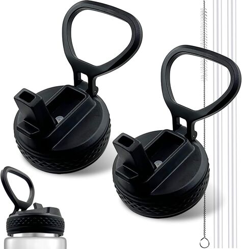 غطاء ميمور بماصة لزجاجة مياه سيركول - عبوتان من غطاء الوجه مع قش متوافق مع غطاء سيركول 12 أونصة، 22 أونصة، 32 أونصة، 42 أونصة، زجاجة مياه بلاستيكية وستانلس ستيل سعة 62 أونصة in Kuwait